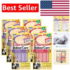 Churu Lickable Cat Treats, Rich Creamy Pur e for Hairball Control - 2 Flavors