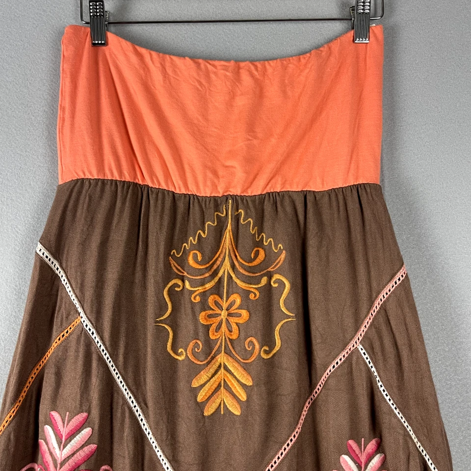 Judith March Floral Strapless Maxi Dress Womens Large Embroidered Boho Fairy - Image 2 of 4