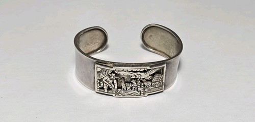 Navajo Sterling Silver Storyteller Cuff Bracelet Purity .950