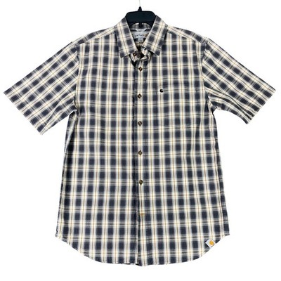Carhartt Mens M Plaid Short Sleeve Work Shirt Relaxed Cut Button Front Tradesman