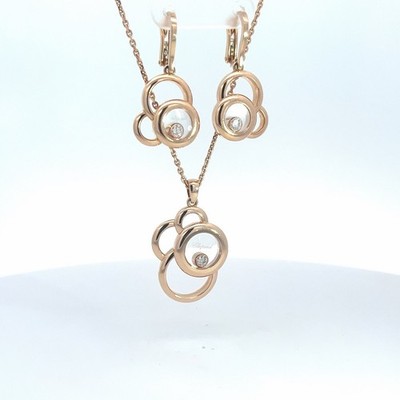 Chopard Happy Diamonds Happy Dream 18k Rose Gold Necklace And Earring Set 