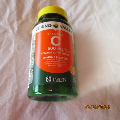Chewable 60 Tablets Vitamin C Supplement 500 MG Immune Health EXP 02/29