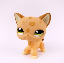 Mini Pet Shop Toys LPS #1120 Tan Leopard Spot Short Hair Cat Kids Green Eyes
