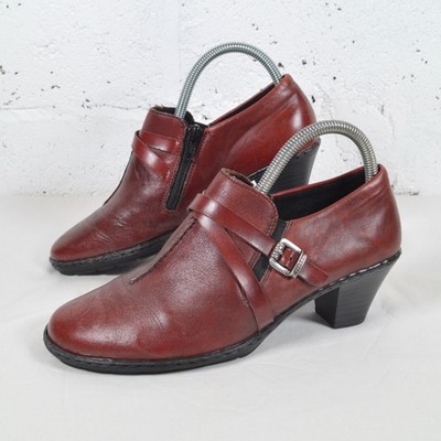 Rieker Burgunderrot Leder Cuban Heeled Low Stiefeletten mit Schnalle UK 5 EU 38