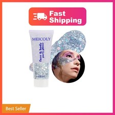 MEICOLY Silver Body Glitter,Chunky Silver Face Glitter,Halloween Silver Body ...