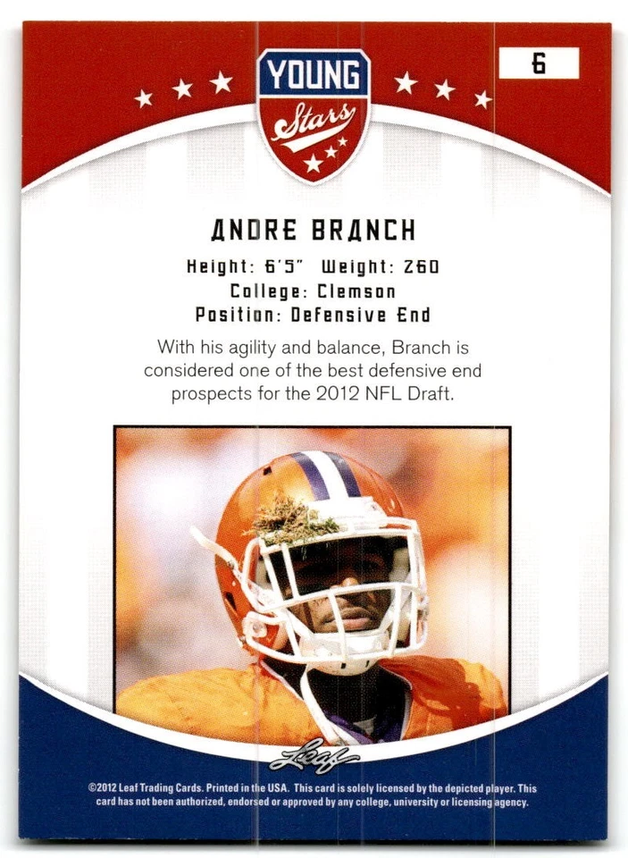 2012 Leaf Young Stars #6 Andre Branch - Image 2 of 2