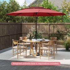 10' 3-tier Vented Patio Umbrella Large Market Table Umbrella Outdoor Sun Shade