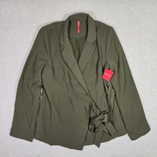 NEW Spanx Blazer Womens Small Midnight Olive Long Sleeve Crepe Wrap Office S