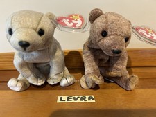 2 lot ALMOND  PECAN  8  new Ty BEANIE BABY BEARS