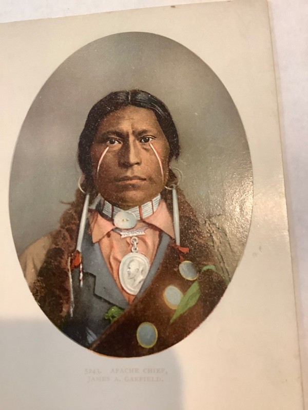 #5243.APACHE CHIEF,JAMES GARFIELD,1899 POSTCARD DETROIT PHOTOGRAPHIC COM.
