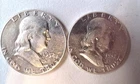 1952 D & 1952 P 50C Franklin Half Dollar, Nearly Uncirculated.
