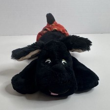 Pound Puppies Vintage 1985 Black Plush Dog Stuffed Animal Red Vest Small