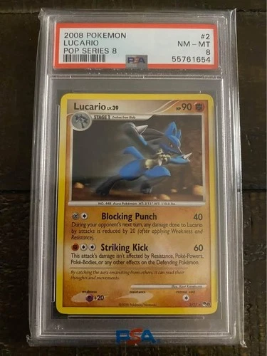 Pokemon 2008 POP Series 8 Lucario Rare #2/17 PSA 8 POP 8