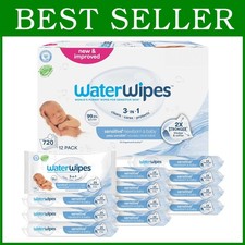 Pure Water Baby Wipes, Plastic-Free, 99.9 Water, 12 Packs