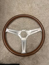 NARDI Wood Steering Wheel 14.2 Aluminum & Wood 3-Spoke Used FFC