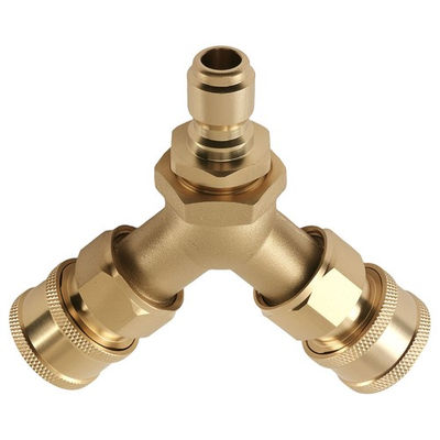 #ad Pressure Washer Tee Y Splitter Brass 3 8#x27;#x27; Quick Coupler 2 Gun Adapter 5000 PSI $19.90