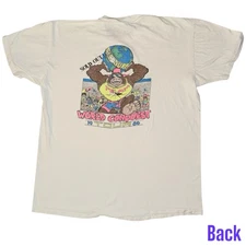 Vintage T&C Town Country Surf T Shirt Mens L White 1986 World Conquest Tour Rare