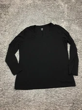 a.n.a (A New Approach) Long Sleeve Shirt Womens Size XL Petite Black Cotton