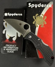 Spyderco Manbug Wharncliffe Folding Knife MBKWP PlainEdge Blade Black FRN Handle