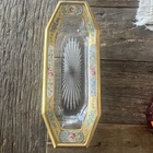 VTG Heisey Elegant Depression Glass Clear Octagonal Celery Dish Cut Floral & Rim