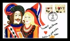 Dr Jim Stamps BGC Geri Peltin Hand Painted FDC 2001 34c & 55c Love Stamp