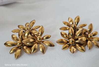 Rossi Bijoux Ohrclips Vintage Clips Made in France Ohrschmuck Vergoldet Blume...