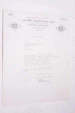 1934 Lamson Goodnow Busy Bee Hardware Stores Detroit MI Letter Ephemera P706G