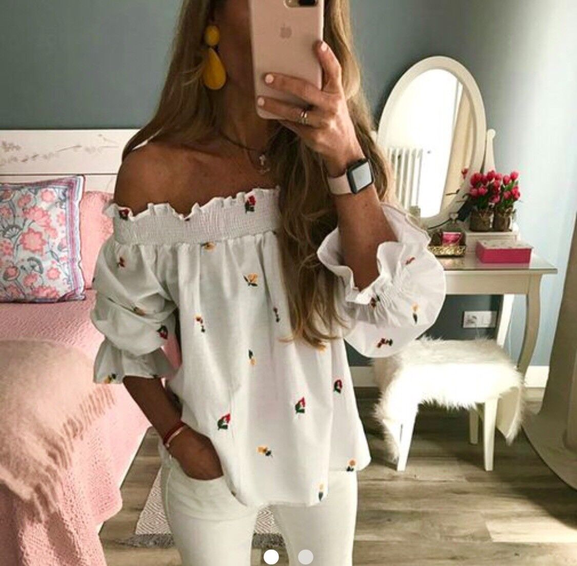 ZARA WHITE OFF-THE-SHOULDER TOP BLOUSE FLORAL EMBROIDERED ZARA WHITE OFF-THE-SHOULDER TOP BLOUSE FLORAL EMBROIDERED