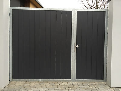 blickdichtes Einfahrtstor Hoftor Gartentor 3.47m x 1.80m für Holz WPC Beplankung