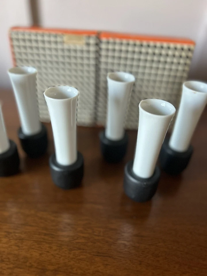 RARE Set Of 6 Mid Century LAGARDO TACKETT For Schmid Lotus Liqueur Cups In Box - Image 4 of 4