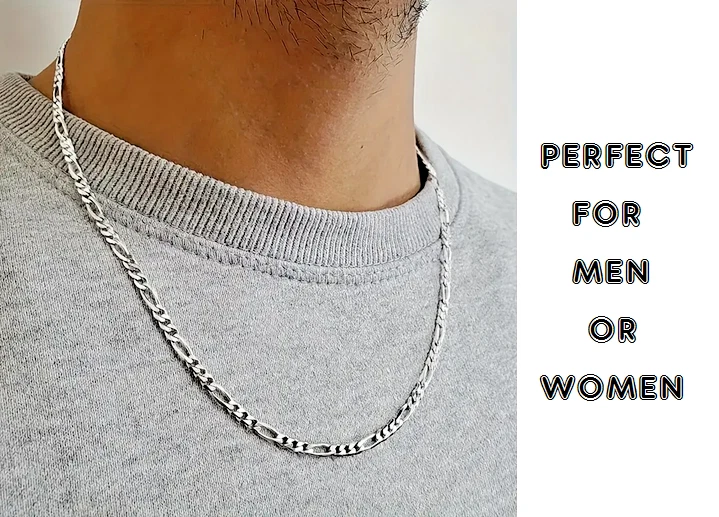 CRUZ CRISTIANA Colgante 20" Plata de Ley 925 FIGARO Cadena Collar Hombres Mujeres Foto 3 de 4