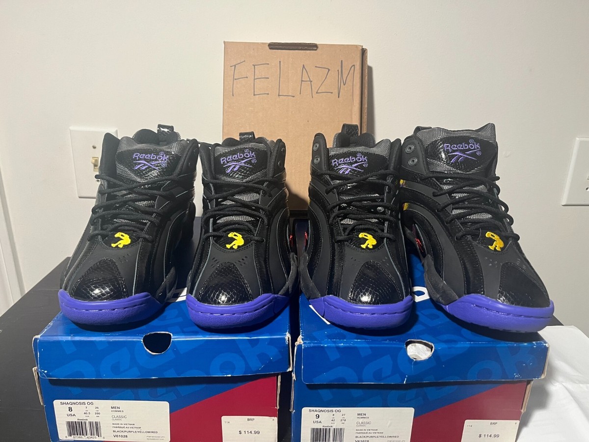 Reebok Shaqnosis OG Escape From LA Mens Size 9 Black Purple Sneakers V61028 Reebok Shaqnosis OG V61028  main image 2