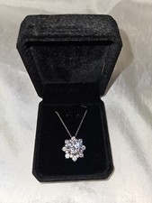 Sterling Silver Snowflake Cubic Zirconia Pendant Necklace With 20" Chain