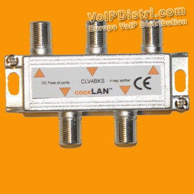 coaxLAN CLV4BKS 4-Way Splitter DC Pass all Ports Coax Cable > HomePlug Powerline