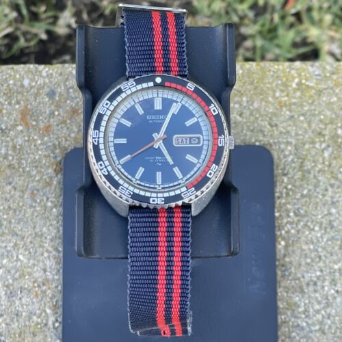 Vintage Seiko RALLYE 42mm Automatic Watch Blue Dial w/ Orange Hand 7006-8030 - Picture 15 of 17
