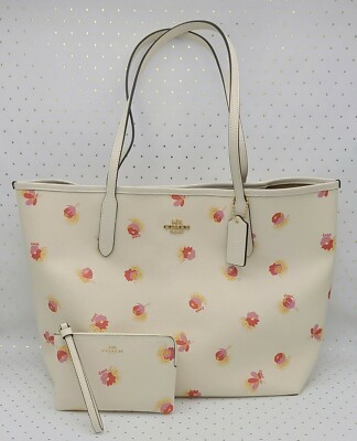 Coach 🌸 CITY TOTE + CORNER ZIP WRISTLET ~ Pop Floral Print 🌸 NWT