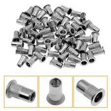 60pcs Metric M5 Rivet Nuts 304 Stainless Steel Knurled Flat Head Threaded Insert