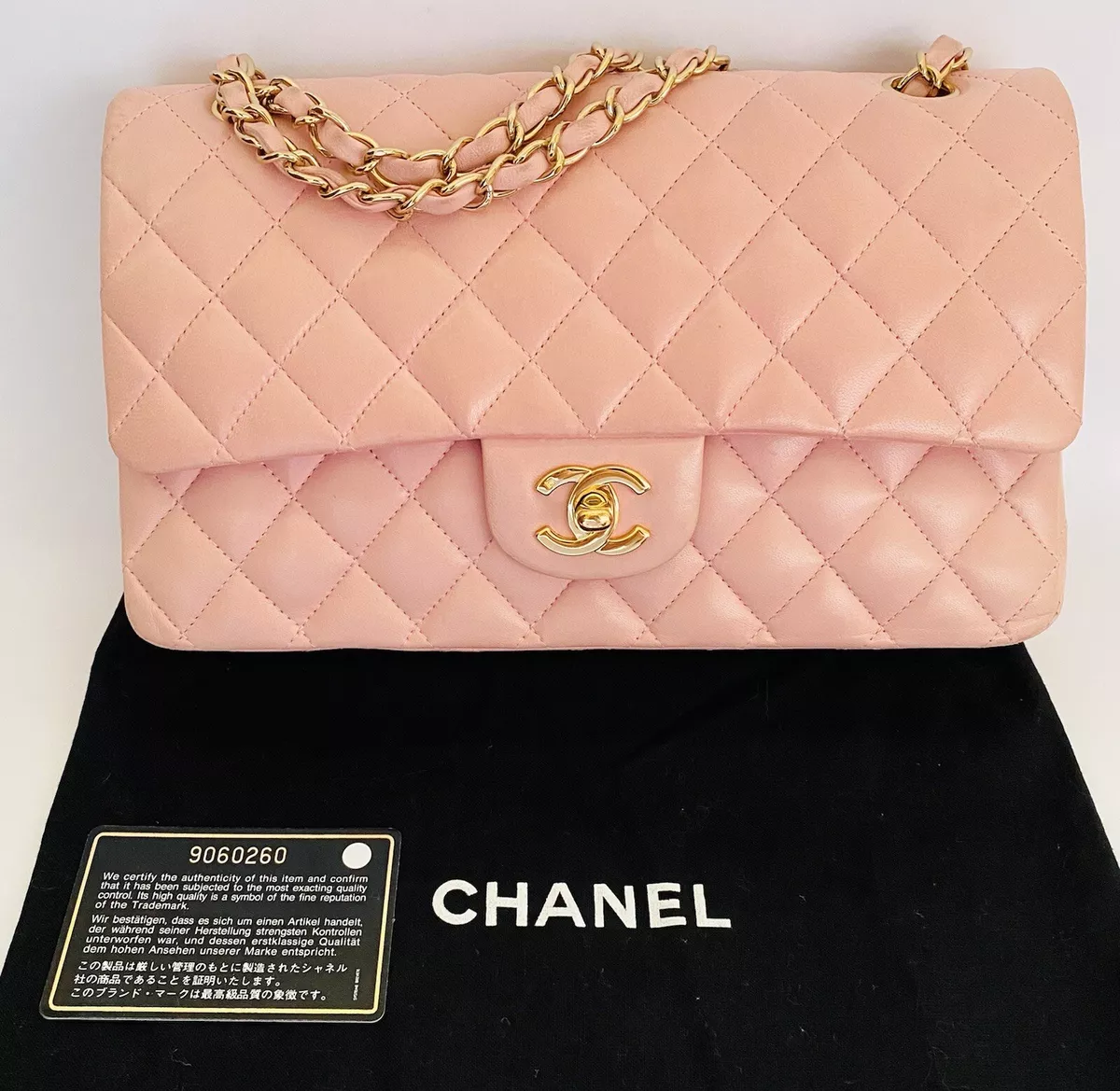 Chanel Classic Double Flap Quilted Caviar Gold tone Medium Beige  Nice Bag