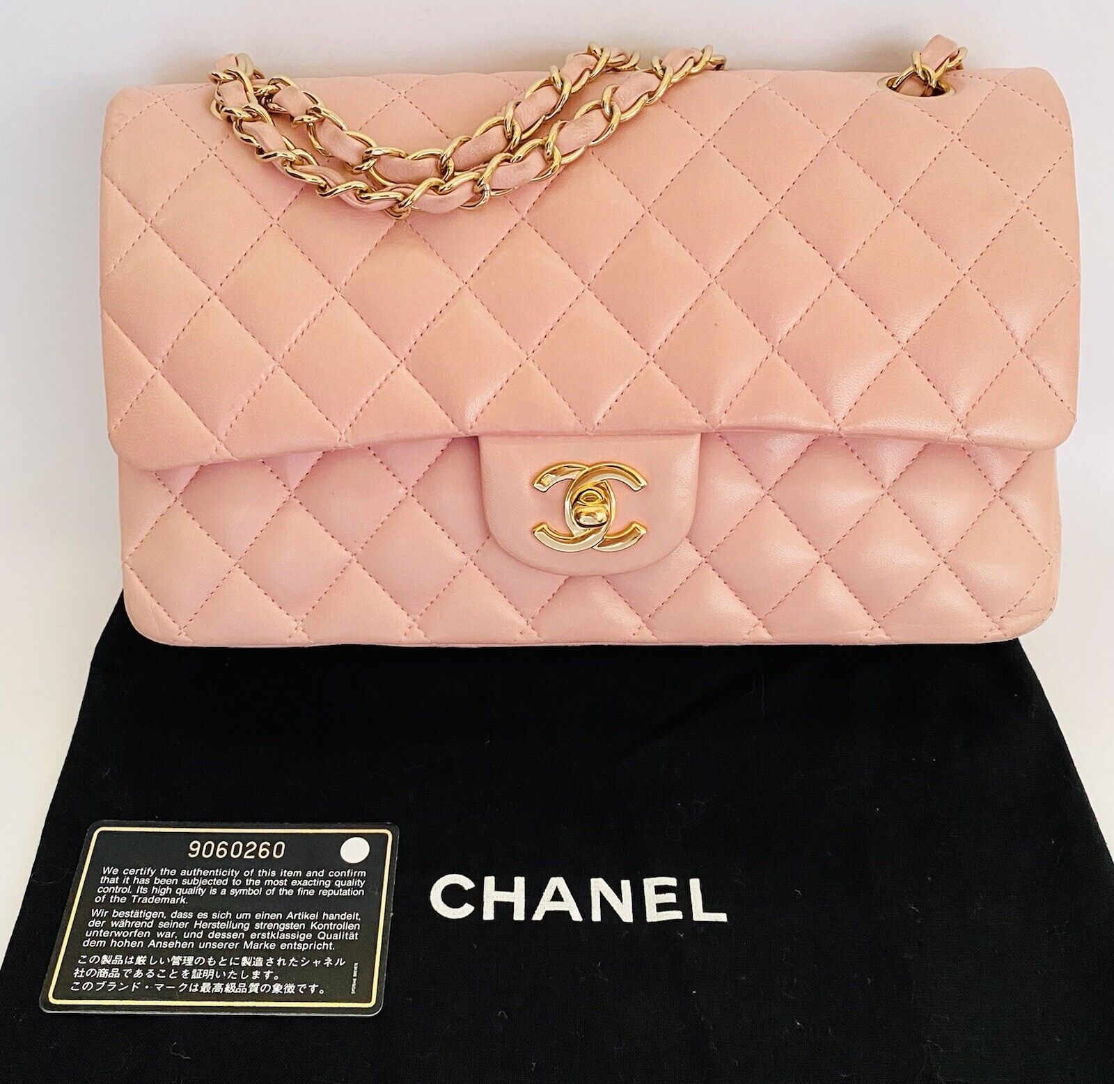 CHANEL Classic Medium Double Flap Pink Lambskin Leather Gold Metal Hardware  Bag | eBay