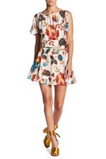 Alice + Olivia Ara SILK Print Fit and Flare Dress Size 4 Rare Cute NWT $348