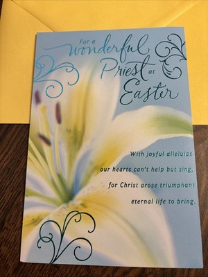 Easter For A Wonderful Priest Blessed 5.5 x8  Religious Greeting Card
