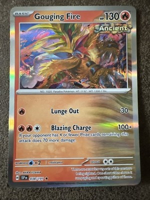 Pokemon Gouging Fire Trading Card 038/191 Sv08: Surging Sparks Reverse Holo