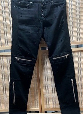 Givenchy Black Skinny Jeans with Distressed Zippers 32  Waist 