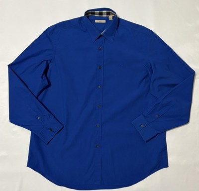 BURBERRY Shirt XXL Royal Blue Long Sleeve 2XL | eBay