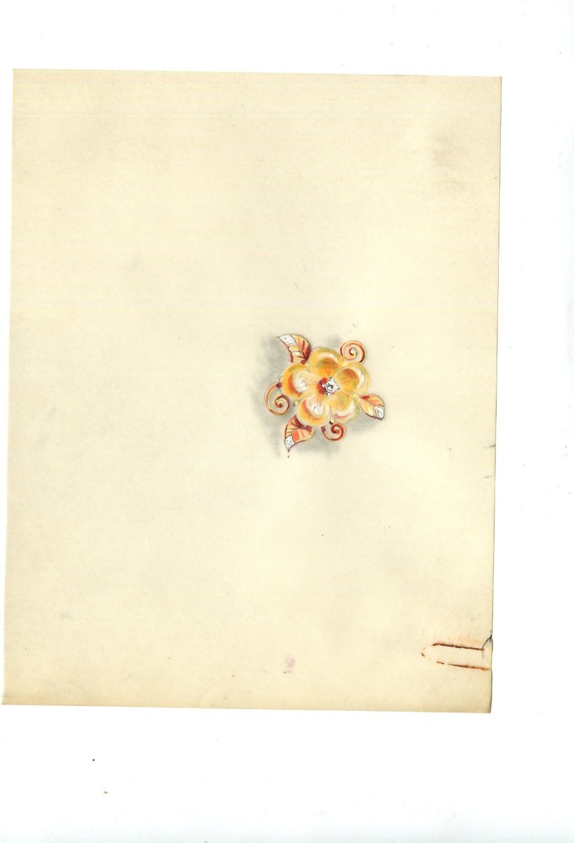 Vintage Drawing Art Deco Original Jewelry Diamond Flower | eBay