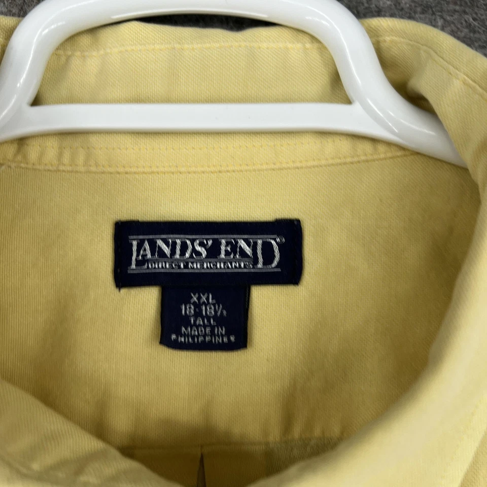 Lands' End Button Down Shirt Mens 2XL Tall Yellow Short Sleeve Preppy Casual - Image 3 of 4