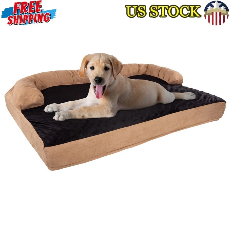 Large Orthopedic Memory Foam Dog Sofa Triple Layer Washable Non-Skid New Pet Bed