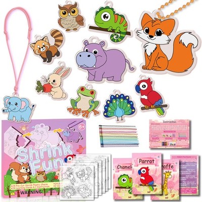 Shrink Fun 75PCS Shrinky Dinks Sheets Craft Kits for Kids, small, Pink forest 
