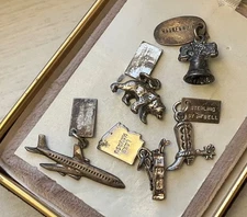 Vintage USA Made State BELL STERLING CHARMS Icons Lot Minis Travel