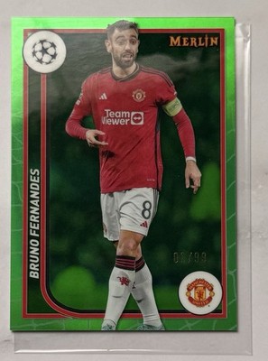 Bruno Fernandes 2023-24 Topps Merlin UCC Green Mojo Refractor /99 Man United 79
